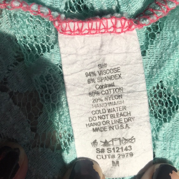 Long Coral Maxi Skirt With Teal Lace - Picture 3 of 3